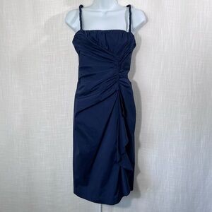 Adrianna Papell Dark Navy Ruched Event Evening Cocktail Dress Size 6